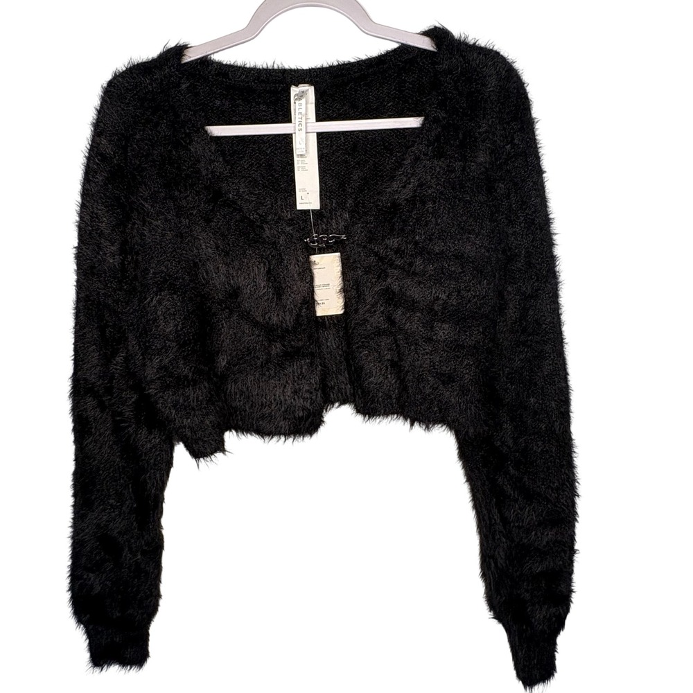 Fabletics Furry Crop Cardigan Eyelash Knit Goth Grunge Alternative Core L NWT
